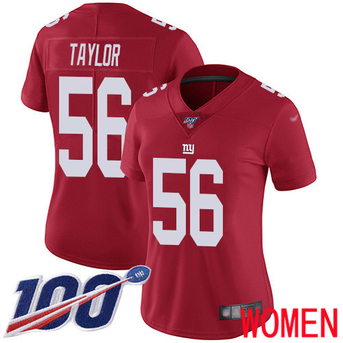 Women New York Giants #56 Lawrence Taylor Red Limited Red Inverted Legend 100th Season Football NFL Jersey->women nfl jersey->Women Jersey